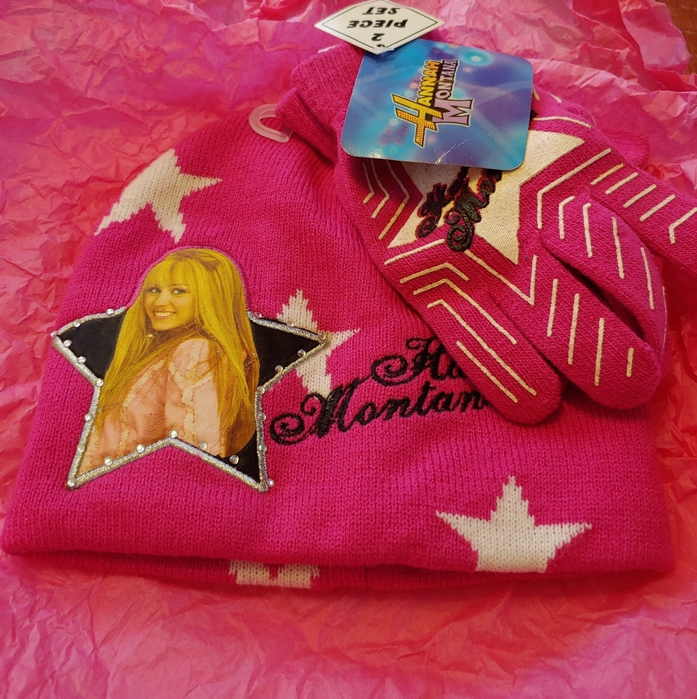 Disney Hannah Montana/Hat Glove Set~One Size~RARE